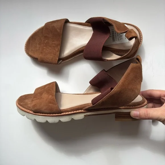 Stuart Weitzman Topical Saddle Brown Suede‎ Open Toe Sandals Sz 5.5M - Picture 3 of 9